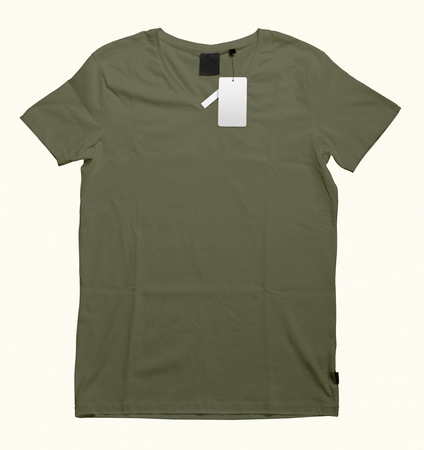 Beautiful V-Neck T-shirt mock-up to showcase your t-shirt designs. With these free mock up templates you donât have to wait for your artwork to be done, by simply pasting your graphic into this mock up.の写真素材