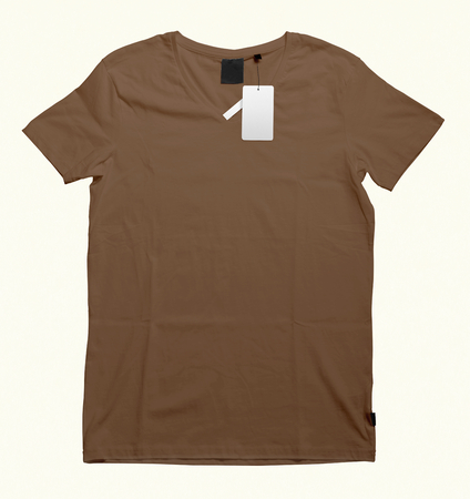 Beautiful V-Neck T-shirt mock-up to showcase your t-shirt designs. With these free mock up templates you donât have to wait for your artwork to be done, by simply pasting your graphic into this mock up.の写真素材