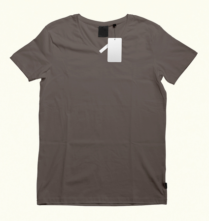 Beautiful V-Neck T-shirt mock-up to showcase your t-shirt designs. With these free mock up templates you donât have to wait for your artwork to be done, by simply pasting your graphic into this mock up.の写真素材