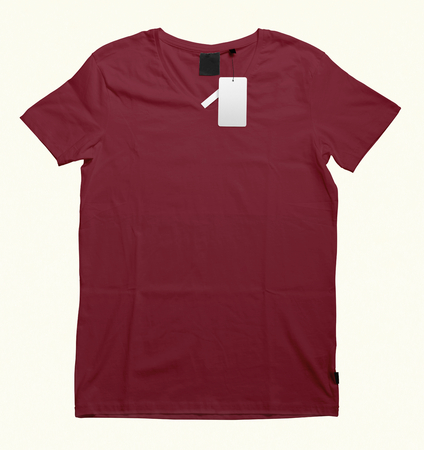Beautiful V-Neck T-shirt mock-up to showcase your t-shirt designs. With these free mock up templates you donât have to wait for your artwork to be done, by simply pasting your graphic into this mock up.の写真素材