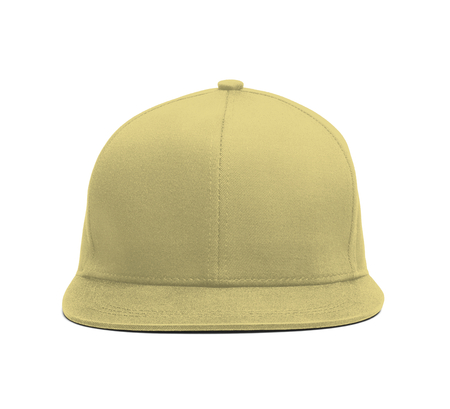 A modern Snapback Front Cap MockUp In Yellow Custard Color to help you present your hat designs beautifully. You can customize almost everything in this hat mockup to match your cap design.の写真素材