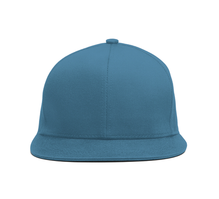 A modern Snapback Front Cap MockUp In Blue Niagara Color to help you present your hat designs beautifully. You can customize almost everything in this hat mockup to match your cap design.の写真素材