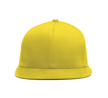 A modern Snapback Front Cap MockUp In Butter Cup Color to help you present your hat designs beautifully. You can customize almost everything in this hat mockup to match your cap design.の写真素材