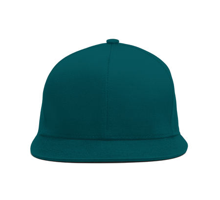 A modern Snapback Front Cap MockUp In Shaded Spruce Color to help you present your hat designs beautifully. You can customize almost everything in this hat mockup to match your cap design.の写真素材