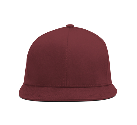 A modern Snapback Front Cap MockUp In Merlot Beries Color to help you present your hat designs beautifully. You can customize almost everything in this hat mockup to match your cap design.の写真素材