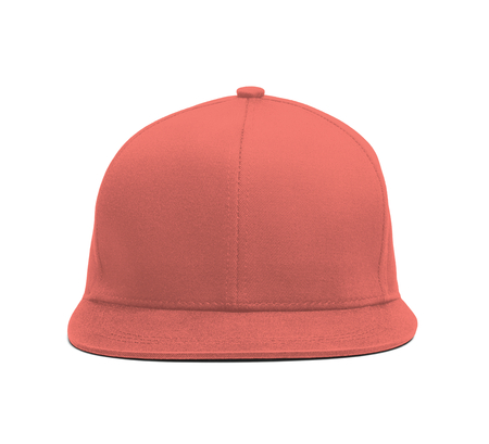 A modern Snapback Front Cap MockUp In Peach Echo Color to help you present your hat designs beautifully. You can customize almost everything in this hat mockup to match your cap design.の写真素材