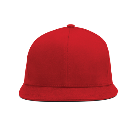 A modern Snapback Front Cap MockUp In Flame Scarlet Color to help you present your hat designs beautifully. You can customize almost everything in this hat mockup to match your cap design.の写真素材