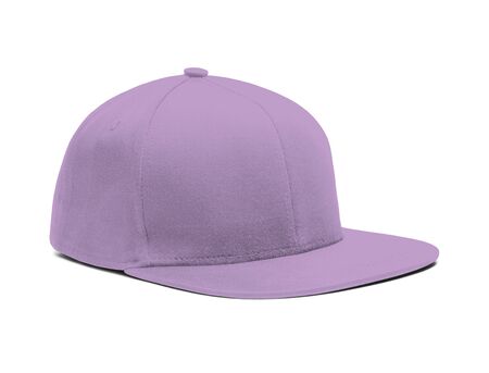 A highly dimension Side View Snapback Cap Mock Up In Crocus Petal Color to help you present your hat designs beautifully. You can customize almost everything in this modern mockup to match your cap design.の写真素材