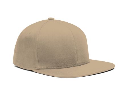 A highly dimension Side View Snapback Cap Mock Up In Desert Sand Color to help you present your hat designs beautifully. You can customize almost everything in this modern mockup to match your cap design.の写真素材