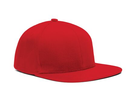 A highly dimension Side View Snapback Cap Mock Up In Flame Scarlet Color to help you present your hat designs beautifully. You can customize almost everything in this modern mockup to match your cap design.の写真素材