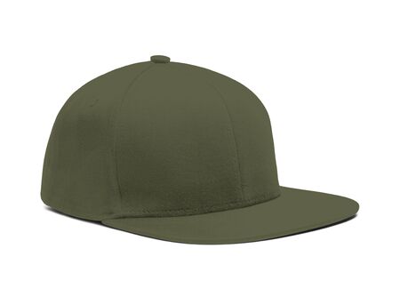 A highly dimension Side View Snapback Cap Mock Up In Terrarium Moss Color to help you present your hat designs beautifully. You can customize almost everything in this modern mockup to match your cap design.の写真素材