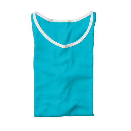 This Folded Male Tank Top Mock Up In Scuba Blue Color is a simple template to help your designs process more faster.の写真素材