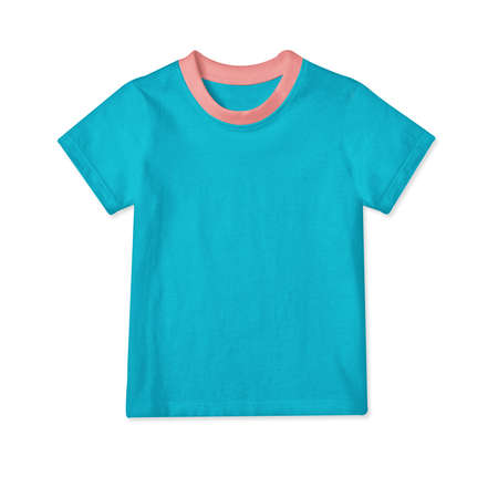 Showcase your designs in a professional way with these Classic Baby T Shirt Mockup In Scuba Blue Color.の写真素材