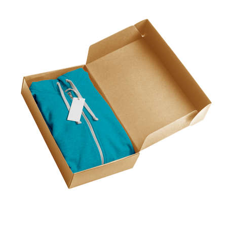 Advertise your design with this Sweet Hoodie Mockup In Scuba Blue Color Inside A Box. Don't waste...