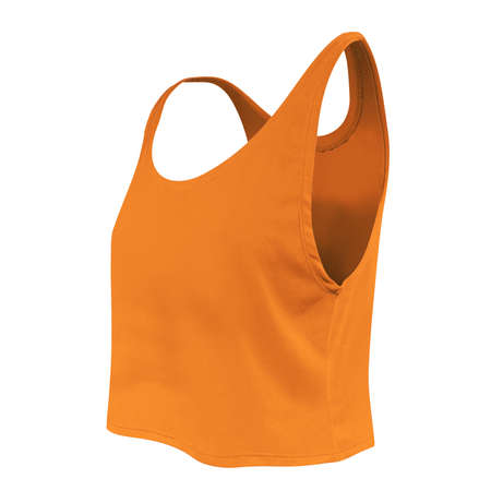 Don't waste your time and money just to make a realistic mock-up. Use this Side View Women's Short Tank Top Mockup In Turmeric Powder Color. It is super easy to use.の写真素材