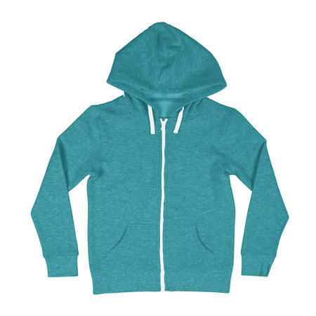 Make a stylish photos with just a couple of clicks, with this Front View Awesome Kid's Hoodie Mock Up In Blue Curacao Color With Full Zipper.の写真素材