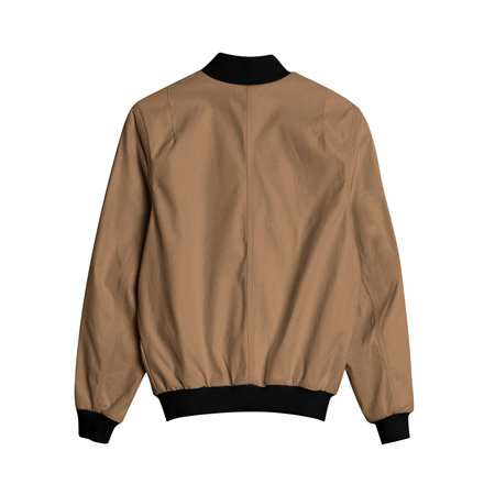 Visualize your designs with just a couple of clicks in this Back View Bomber Jacket Mockup In Sepia Brown Color.の写真素材