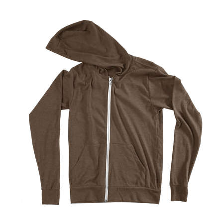 A blank Front View Impressive Hoodie Mockup With Full Zipper In Sepia Brown Color, to display your designs as a professional graphic designer.の写真素材