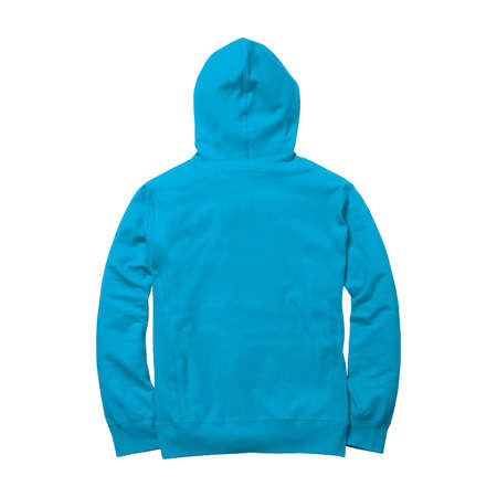 With simple multiple clicks, you may visualize your designs on this Back View Excellent Zip Up Hoodie Mockup In Blue Atoll Color.の写真素材