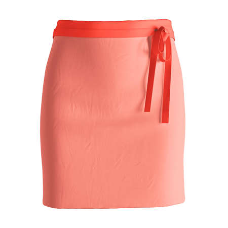 Add your amazing designs or logo to this Front View Stylish Half Waist Apron Mockup In Fusion Coral Color, and everything will be done.の写真素材