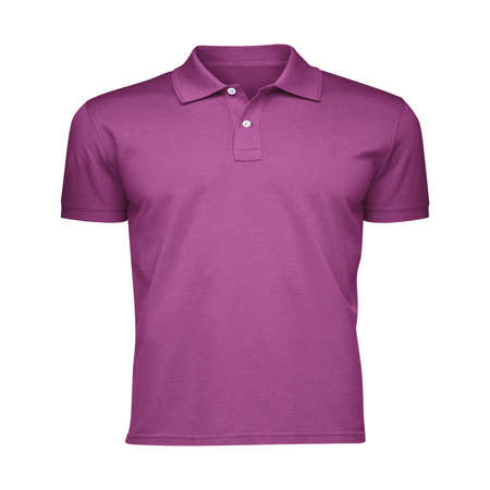 Paste the beauty of your design into this Front View Fancy Men's Collar T Shirt Mockup In Radiant Orchid Color, and everything will appear to be real.の写真素材