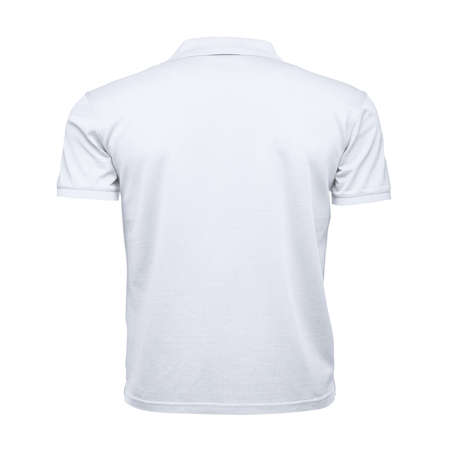 Just place your picture on this Back View Fancy Men's Collar T Shirt Mockup In Lucent White Color, and your products will be ready to be advertised.の写真素材