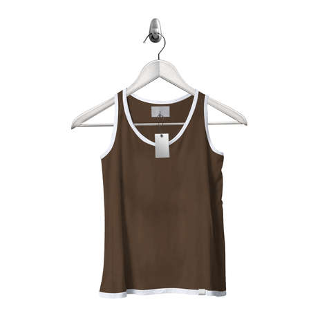 Use this Front View Classical Tank Top Mockup In Sepia Brown Color With Hanger, to get more wonderful design products.の写真素材