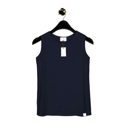 With this Front View Fancy Tank Top Mockup In Dark Sapphire Color With Hanger, make your artwork faster and more lovely.の写真素材