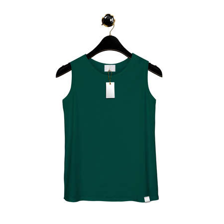 With this Front View Fancy Tank Top Mockup In Alpine Green Color With Hanger, make your artwork faster and more lovely.の写真素材