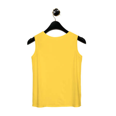 Use this Back View Fancy Tank Top Mockup In Lemon Zest Color With Hanger, to make your design products more lovely and valuable.の写真素材