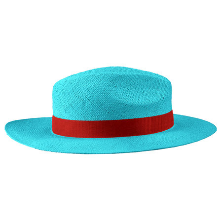 Amazing Panama Hat Mockup In Blue Curacao Color, to help you customize your brand logo or designs like a pro.の写真素材