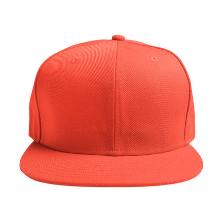 This Front View Luxurious Cap Mockup In Camellia Orange Colorの写真素材