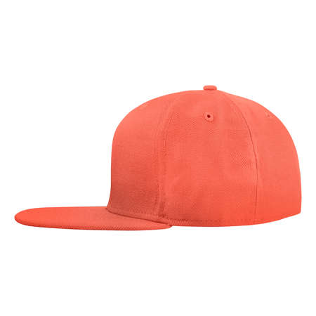 This Side View Luxurious Cap Mockup In Camellia Orange Color Customizable For All Your Designs, Add your graphic into this beautiful mock-up as well as you like,の写真素材