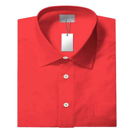 Promote the beauty of your  design, with this Folded Men's Casual Dress Mockup In Poppy Red Color.の写真素材