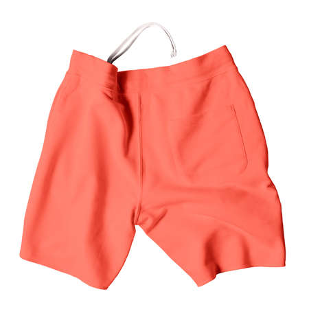 This Back Perspective View of Amazing Shorts Mockup In Living Coral Color, is a simple blank template and ready to use.の写真素材