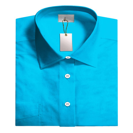 Showcase your designs like a graphic design pro with this Folded Casual Shirt Mockup In Blue Atoll Color.の写真素材