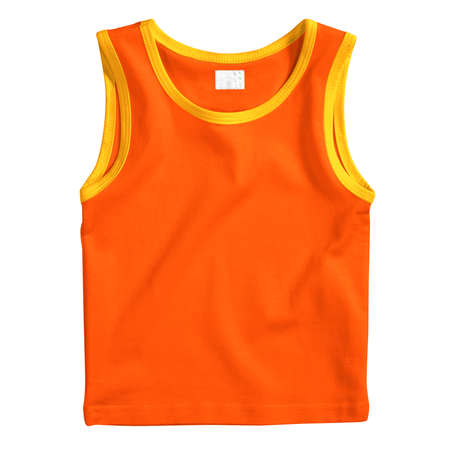 We try to make your selling easier. Just place your design on this Front View Impressive Baby Tank Top Mockup In Flame Orange Color.の写真素材