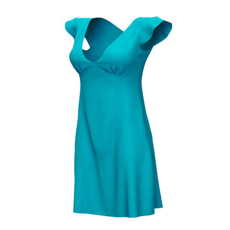 Visualize your designs with just a couple of clicks in this Left Side View Amazing Women's Dress Mockup In Scuba Blue Color.の写真素材