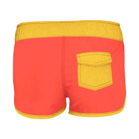 You can make your logo design more beautiful with this Back View Attractive Women's Shorts Mockup In Living Coral Color.の写真素材