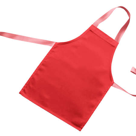 Give a realistic touch to your design with this Front Perspective View Sweet Kids Apron Mockup In Poppy Red Color.の写真素材