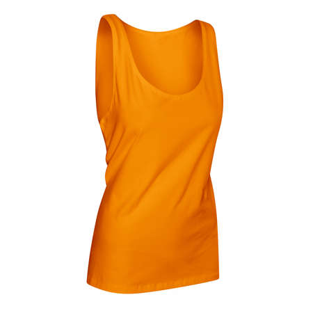 By using this Side View Wonderful Girl's Tank Top In Carrot Curl Color, show off your design style like a pro,の写真素材