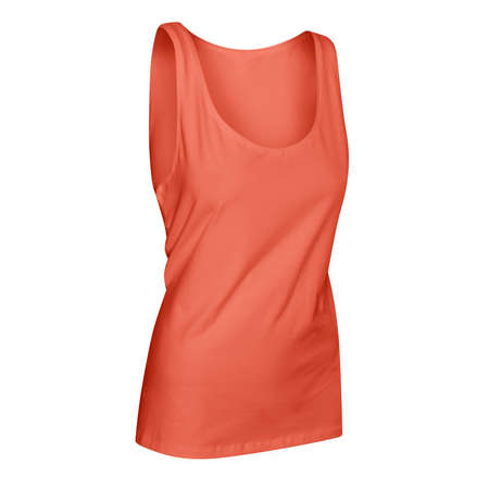 By using this Side View Wonderful Girl's Tank Top In Camellia Orange Color, show off your design style like a pro,の写真素材