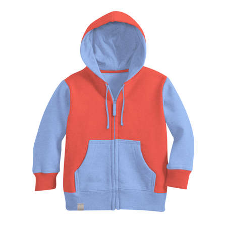 Make your awesome design or logo more artistic with this Front View Stylish Kids Zipped Hoodie Mockup In Fusion Coral Color.の写真素材