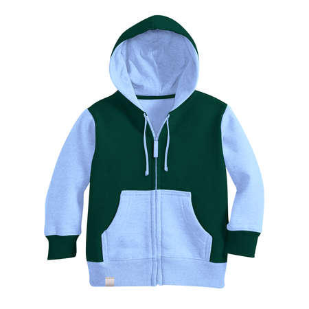 Make your awesome design or logo more artistic with this Front View Stylish Kids Zipped Hoodie Mockup In Bear Grass Color.の写真素材