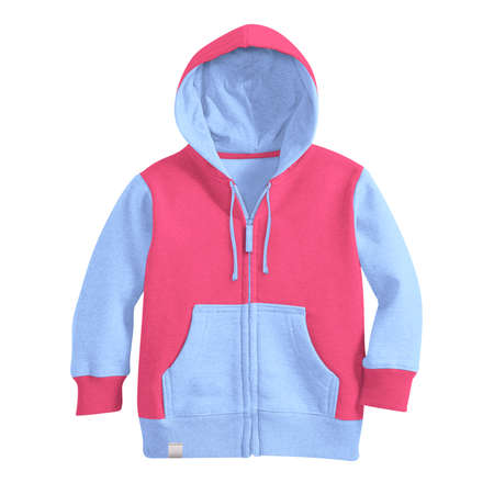 Make your awesome design or logo more artistic with this Front View Stylish Kids Zipped Hoodie Mockup In Pink Cosmos Color.の写真素材