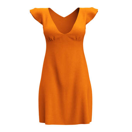 With this Front View Amazing Women's Dress Mockup In Turmeric Powder Color you donât have to wait for your artwork to be done.の写真素材
