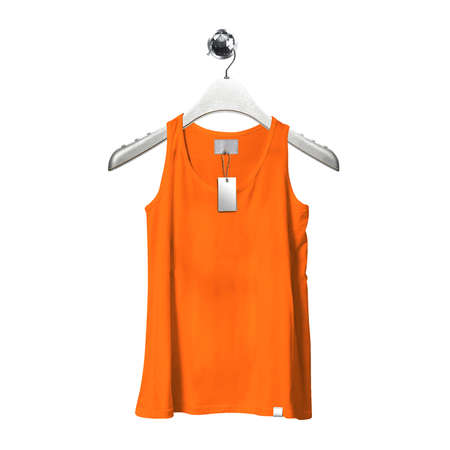 Put your design or graphics on top of this Front View Magnificent Tank Top Mockup In Carrot Curl Color With Hanger, and you are ready to list them in your store.の写真素材