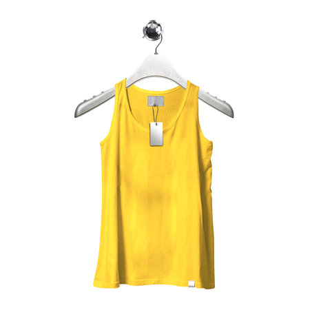 Put your design or graphics on top of this Front View Magnificent Tank Top Mockup In Lemon Zest Color With Hanger, and you are ready to list them in your store.の写真素材