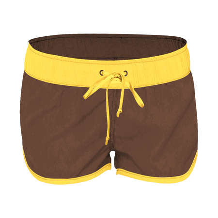 This Front View Attractive Women's Shorts Mockup In Royal Brown Color, is a simple and modern blank template and ready to use.の写真素材
