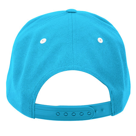 Show off your designs in a professional manner with this Back View Classical Skateboard Cap Mockup In Cyan Blue Color.の写真素材